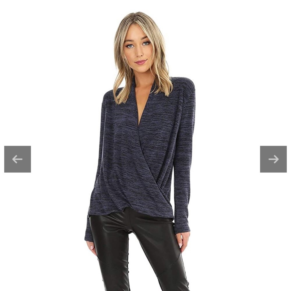 bobi Heathered Blue Cross Front Sweater Size S